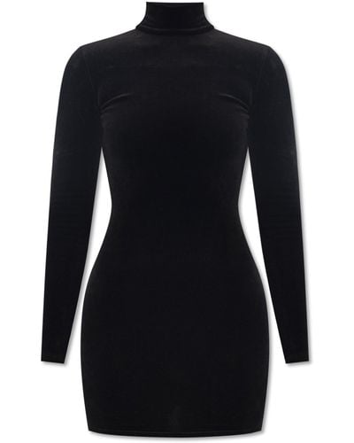 Balenciaga Mini Velour Dress, - Black