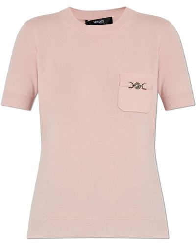 Versace Sweater With Metal Appliqué, - Pink
