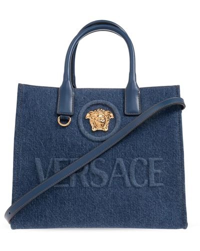 Versace Medusa Cotton Tote Bag - Blue