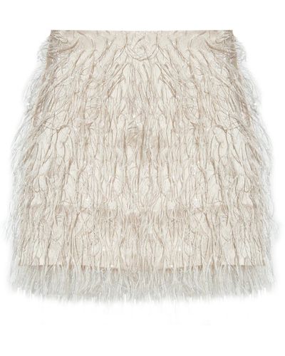 Munthe ‘Loraine’ Skirt With Glittering Fringes - Natural