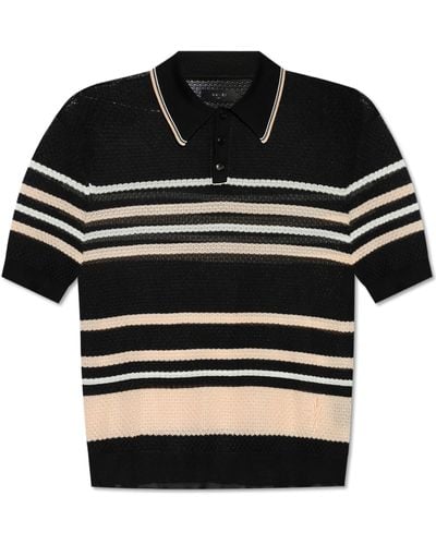 Amiri Striped Pattern Polo, - Black