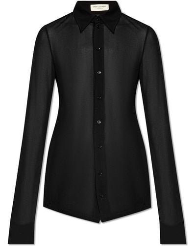 Saint Laurent Transparent Shirt - Black