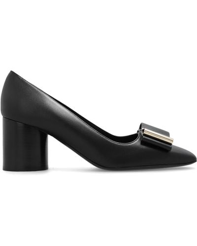 Ferragamo Double Bow Leather Court Shoes - Black