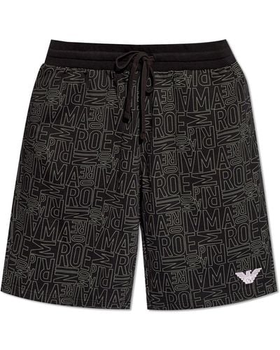 Emporio Armani Shorts With Logo, - Black