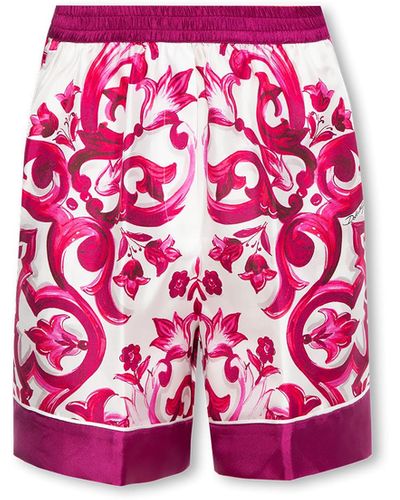 Dolce & Gabbana Silk Shorts, - Red