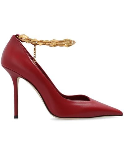 Jimmy Choo ‘Diamond Talura’ Leather Court Shoes - Red