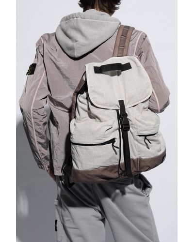 Stone Island Linen Backpack, - Gray