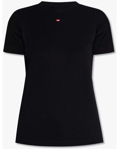 DIESEL T-shirt With Embroidered Micro Logo - Black