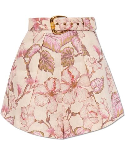 Zimmermann Linen Shorts, - Pink