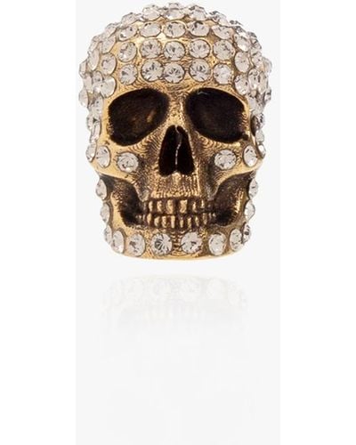 Alexander McQueen Pave Skull Stud Earring - Metallic