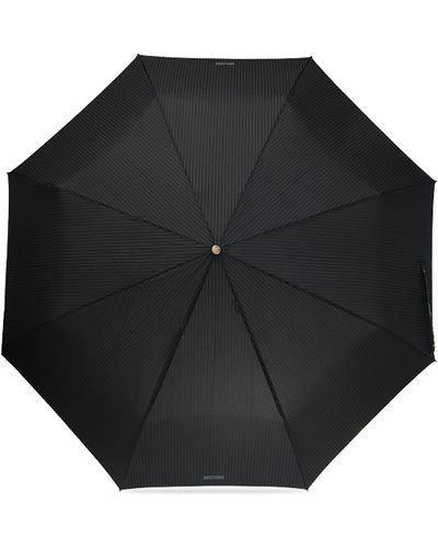 Moschino Pinstriped Folding Umbrella, - Black