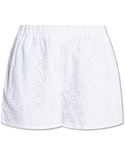 KENZO Shorts With Openwork Cutouts, - White