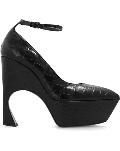 Victoria Beckham Leather Platform Court Shoes - Black