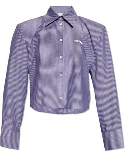 Halfboy Pinstriped Shirt, - Purple
