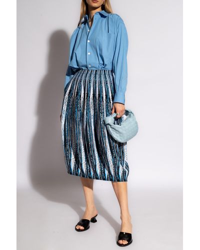 Bottega Veneta Patterned Skirt, - Blue