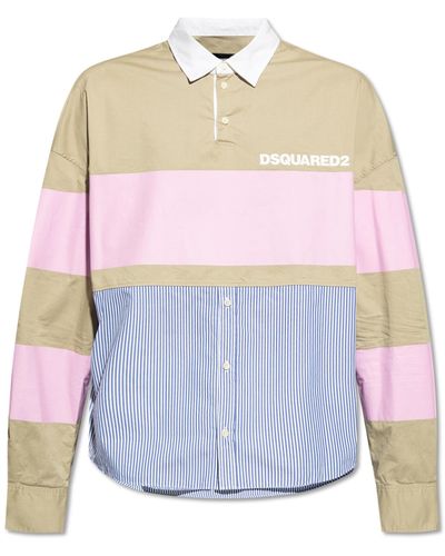 DSquared² Polo Made Of Combined Materials - White