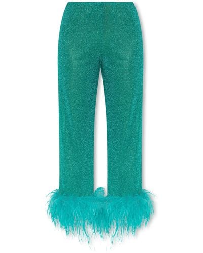Oséree Trousers With Feathers - Green