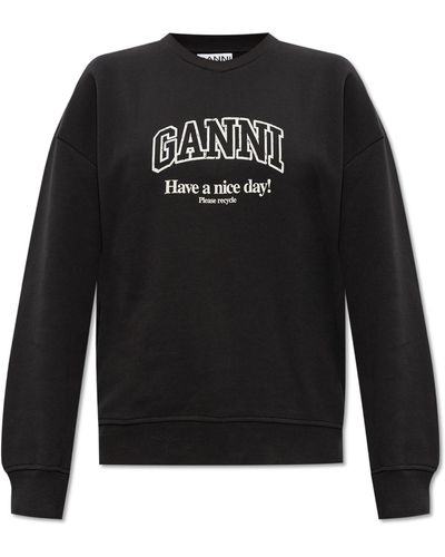Ganni Sweatshirt With Logo, - Black