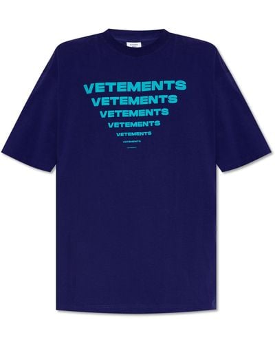 Vetements T-shirt With Logo, - Blue