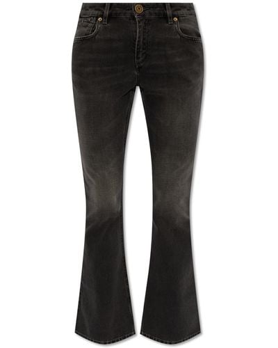 Balmain Crop Bootcut Jeans, - Black