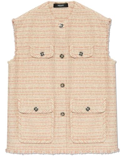 Versace Tweed Vest, - Natural