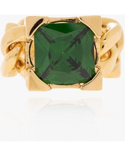 Bottega Veneta Gold Silver Ring - Green