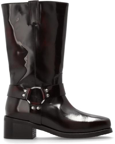 Munthe 'motor' Leather Heeled Boots, - Black