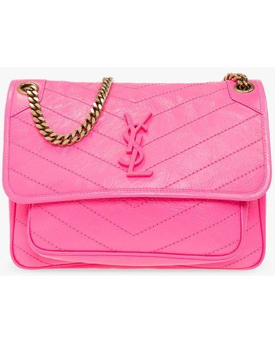 Saint Laurent 'niki Medium' Shoulder Bag - Pink