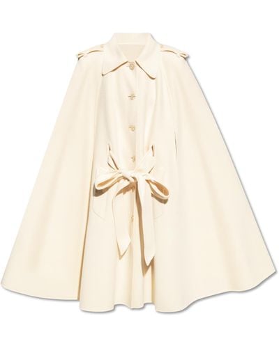 Gucci Wool Coat With Cape Sleeves - Natural