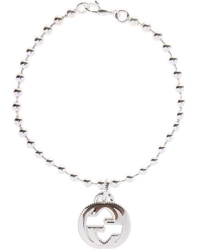 Gucci Silver Bracelet With A Logo, - Metallic