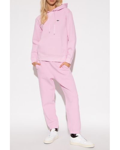 Lacoste Embroidered Logo Hoodie - Pink