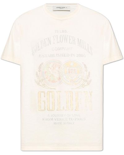 Golden Goose T-shirt With Vintage Effect, - White