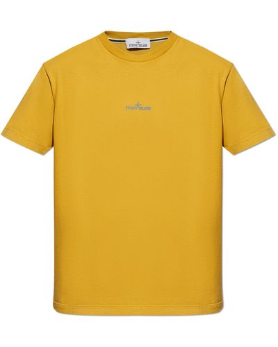 Stone Island T-shirt With Logo, - Yellow