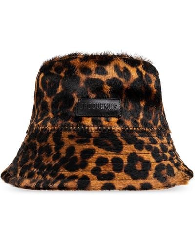 Jacquemus 'sperone' Calf Hair Bucket Hat, - Brown