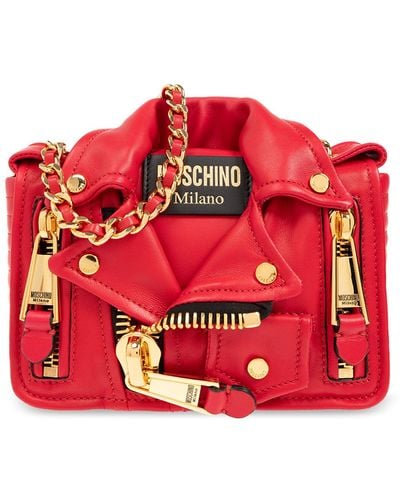 Moschino Leather Shoulder Bag, - Red