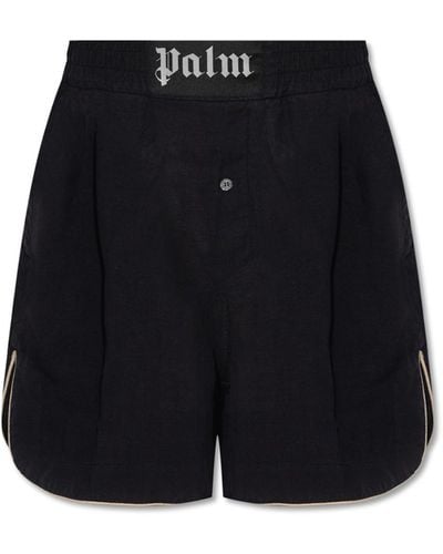 Palm Angels Linen Shorts - Black