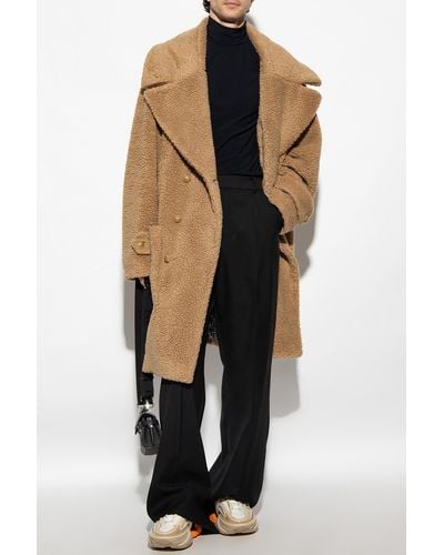 Balmain Wool Double Breasted Coat. - Natural