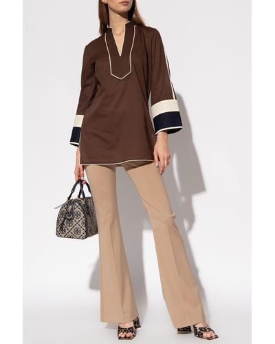 Tory Burch Top With Band Collar - Brown