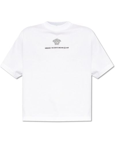 Versace T-shirt With Logo, - White