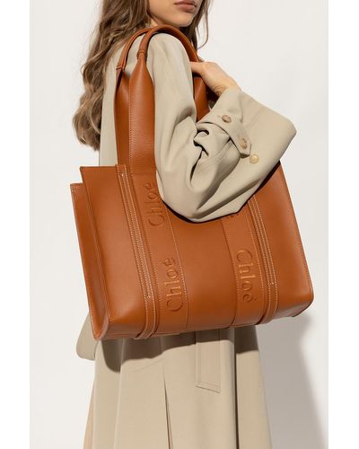 Chloé Woody Medium Shopper Bag - Brown