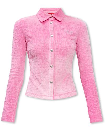 DIESEL Slim Shirt In Monogram Chenille - Pink