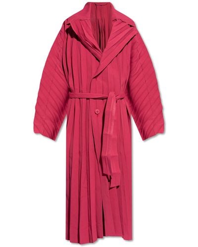 Homme Plissé Issey Miyake Pleated Coat, - Red