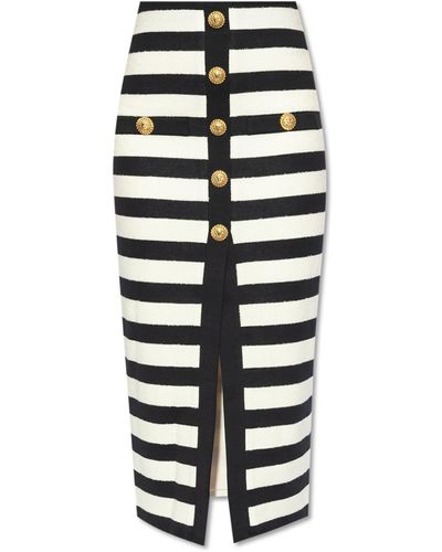 Balmain Striped Pattern Skirt - White
