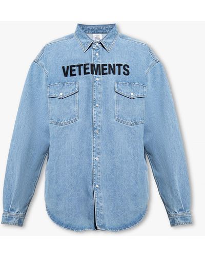 Vetements Denim Shirt With Logo - Blue