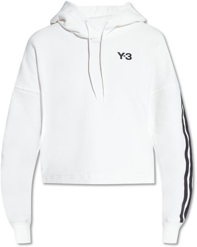 Y-3 Cropped Hoodie With Logo - White