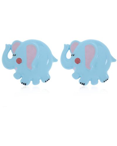 Moschino Clip-on Earrings With Elephant Motif - Blue