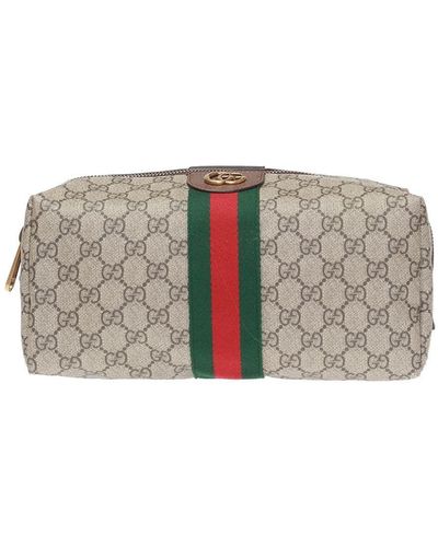 Gucci 'ophidia' Wash Bag With Logo - Gray