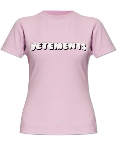 Vetements Fitted T-shirt With Logo, - Pink