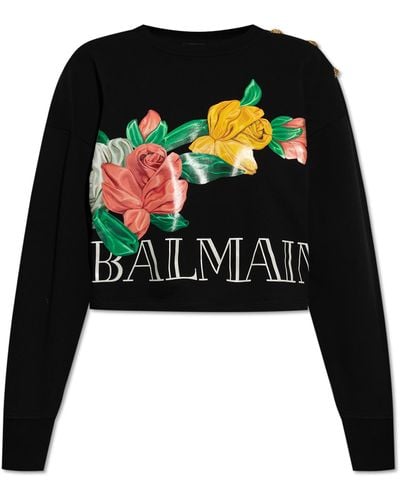 Balmain Sweatshirt With Print, ' - Black