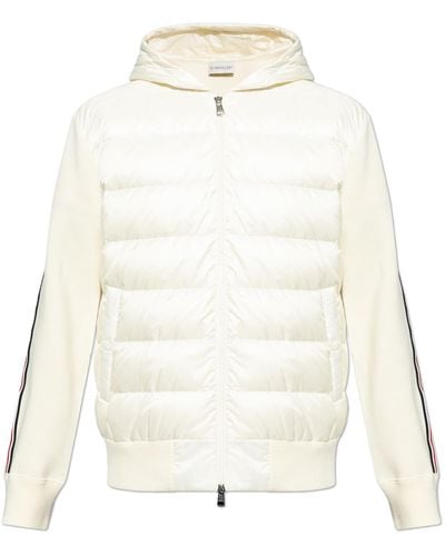 Moncler Cardigan With A Quilted Front, - White